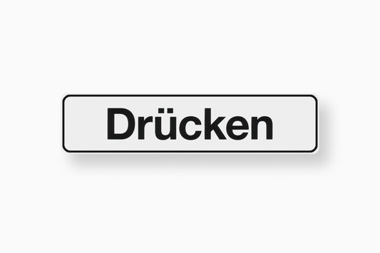 Schild Drücken 200x48 mm Kunststoff weiß, selbstklebend