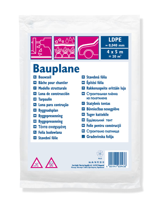 Bauplane LDPE 40my 20m² 20m² = 4x5m