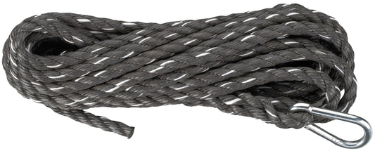 PP-Seil mit Karabinerhaken (Docke), schwarz, 14 mm, Tragkr. 335 kg, 10 m Karabinerhaken, 10 m