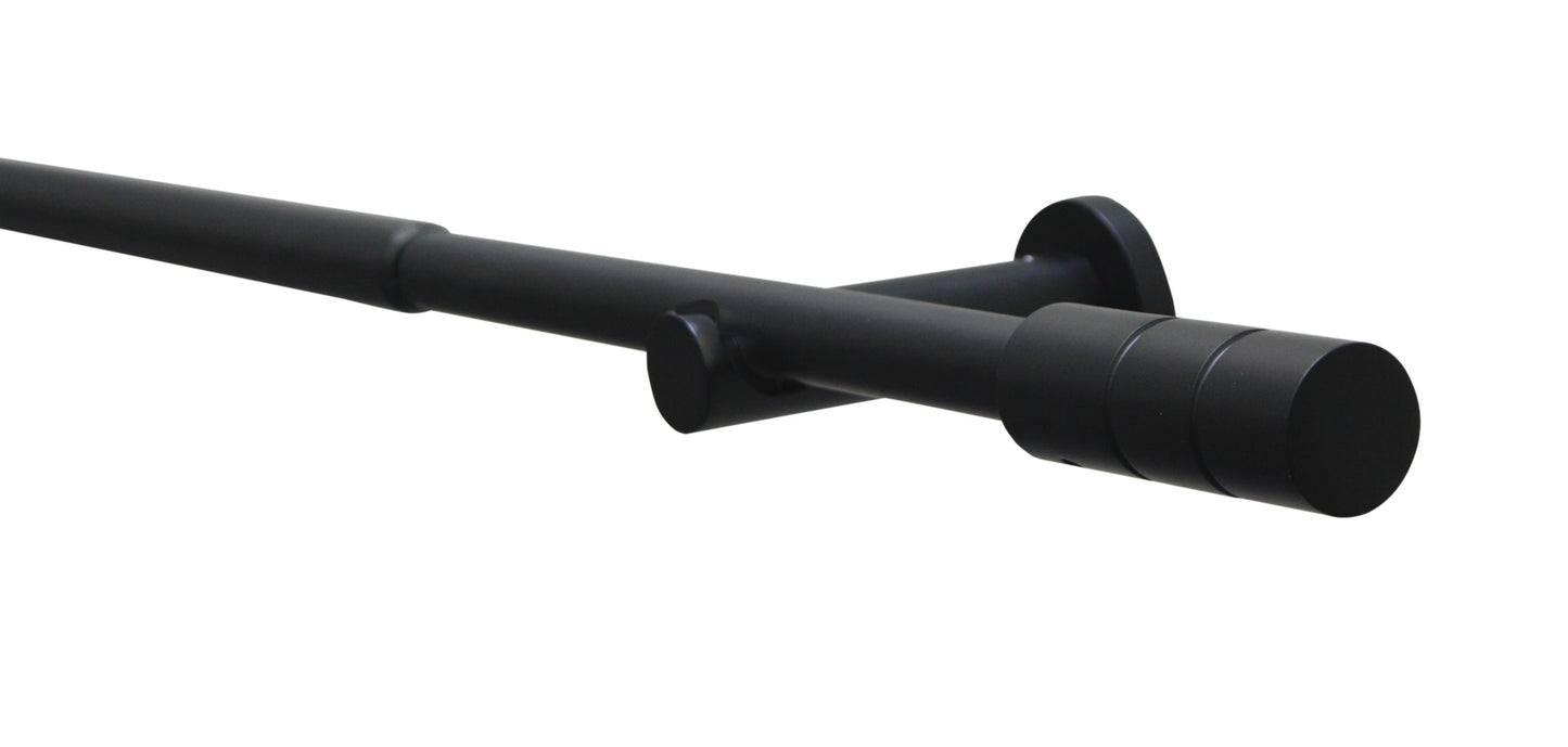 Gardinenstangen Set Kreta, Ø 16/19 mm, 1-Lauf, ausziehbar, schwarz-matt, 12