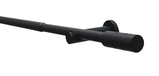 Gardinenstangen Set Kreta, Ø 16/19 mm, 1-Lauf, ausziehbar, schwarz-matt, 12