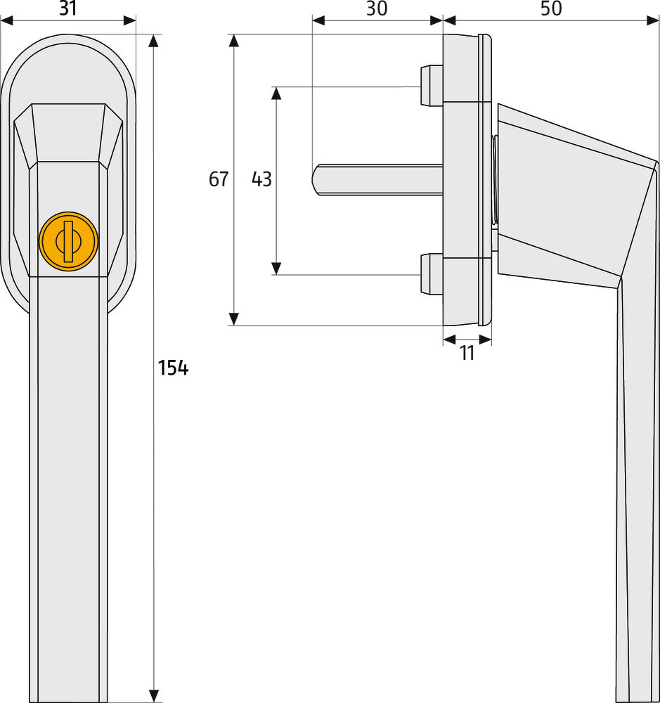 Fenstergriff abschließbar FG110 W Polybag