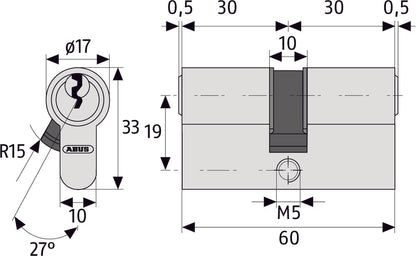 Profilzylinder m. N+G-Funktion E30NP 28/34 B/SB, 5 Schlüssel