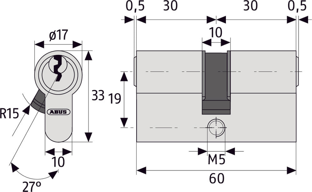 ABUS Profilzylinder 28/34 mit Schlüsselkarte | 5 Schlüssel E30NP