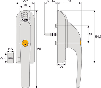 Alarmfenstergriff FG300A B/DFNLI, weiß