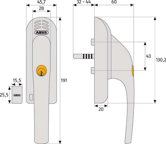 Alarmfenstergriff FG300A B/DFNLI, weiß