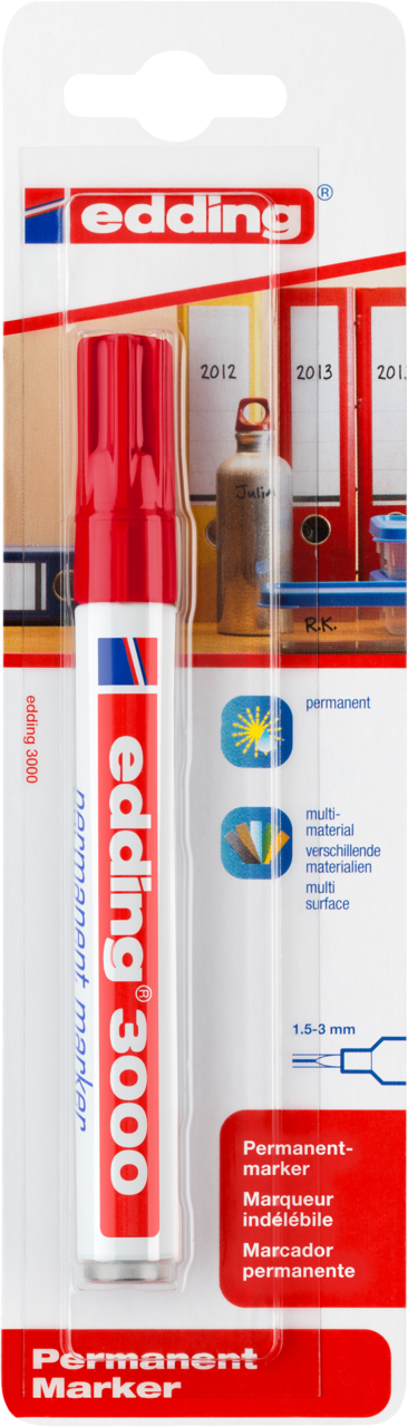 edding 3000 Permanentmarker 1er-Blister rot