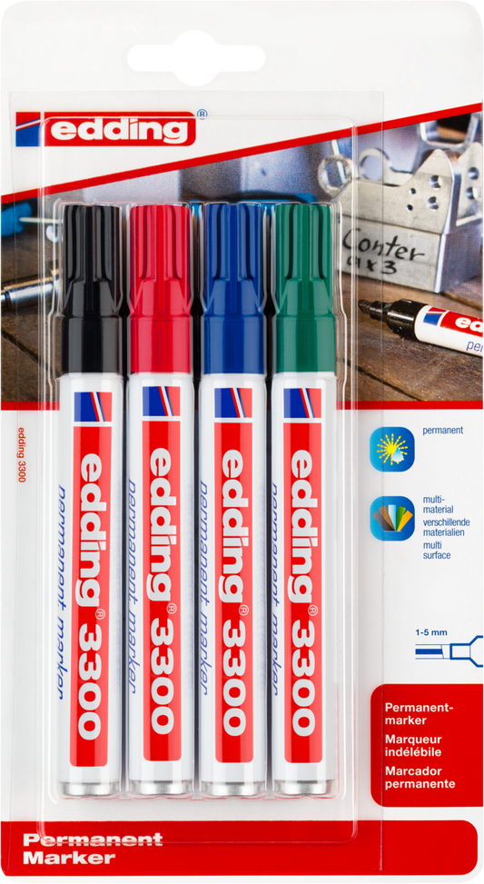 edding 3300 Permanentmarker 4er-Blister sortiert