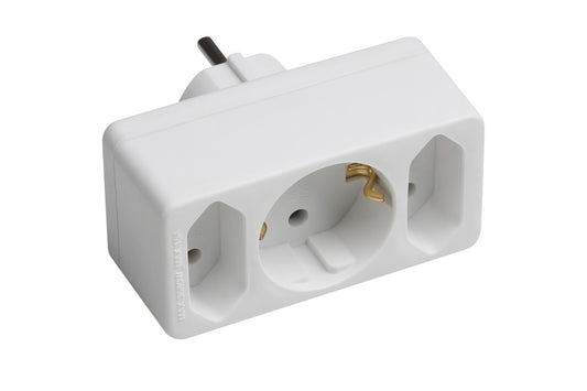 Adapter 2xEurostecker 1xSchutzstecker weiß