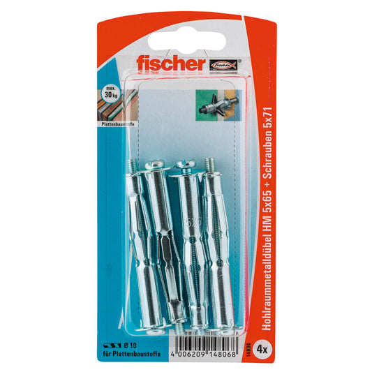 fischer Hohlraum-Metalldübel HM 5 x 65 S mit metrischer Schraube HM 5X65 SK SB (4 Stck)