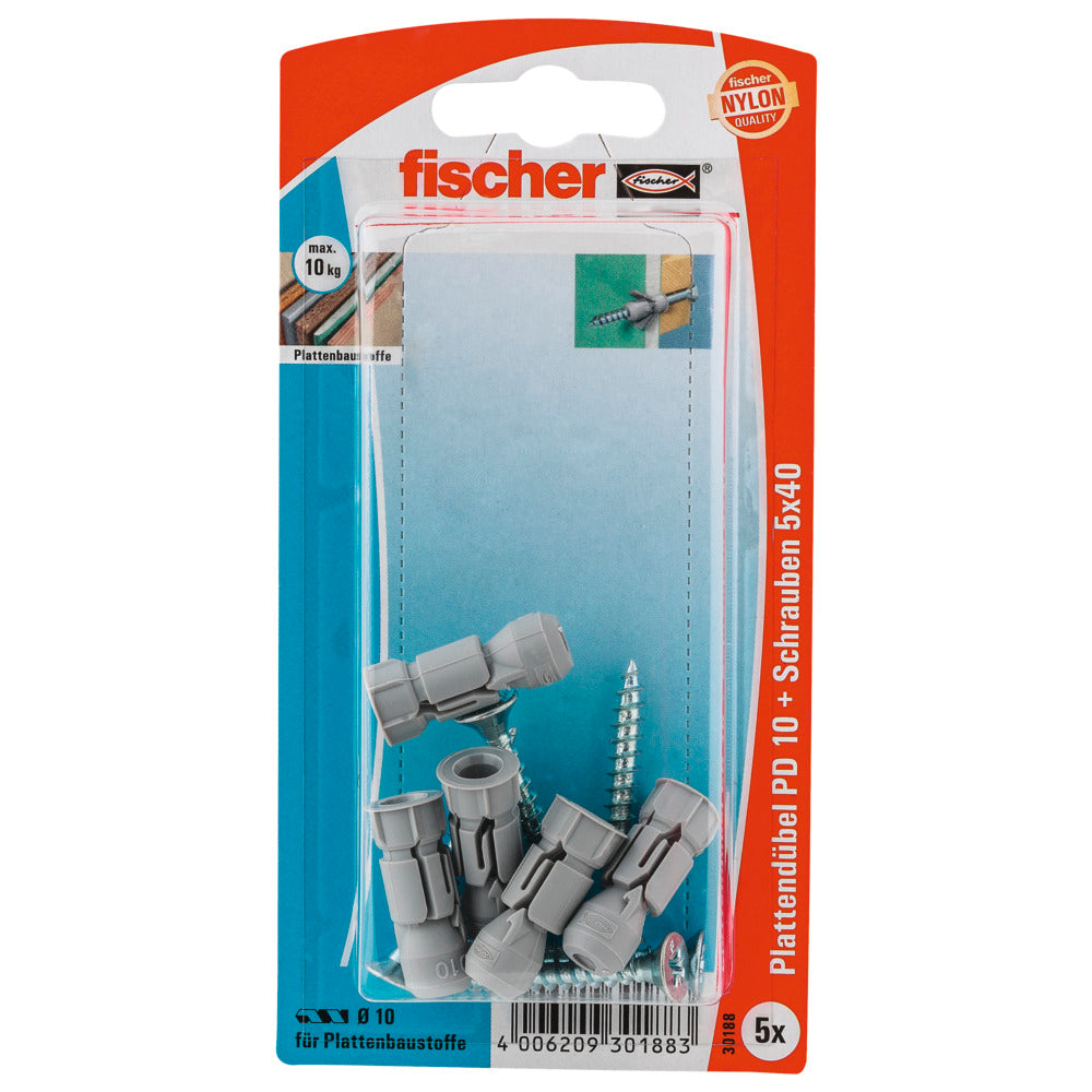 fischer Plattendübel PD 10 S mit Schraube PD 10 SK (5 Stck)