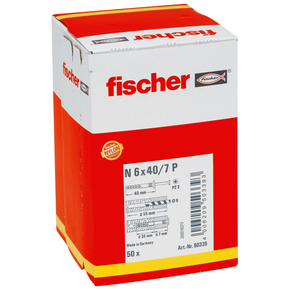 fischer Nageldübel N 6 x 40/7 P Pilzkopf N 6x40/7 P (50)