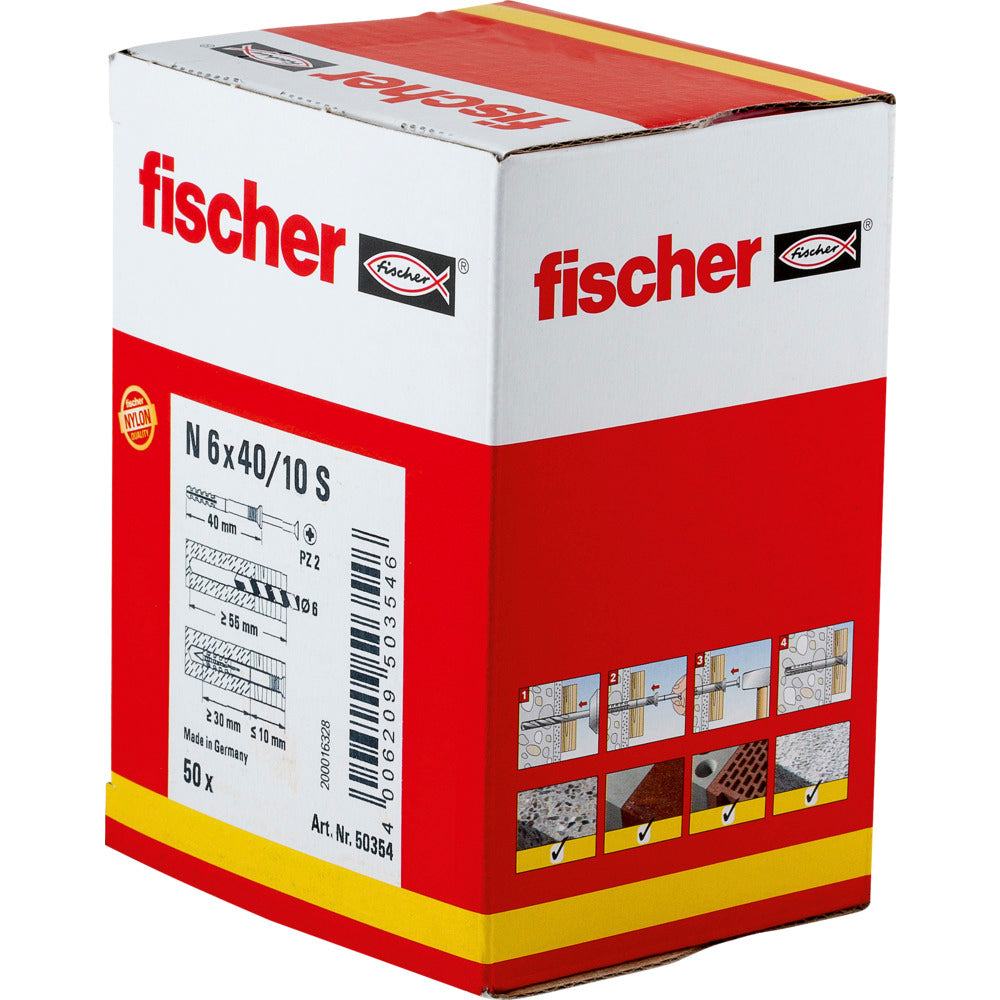 fischer Nageldübel N 6 x 40/10 S Senkkopf N 6x40/10 S (50)