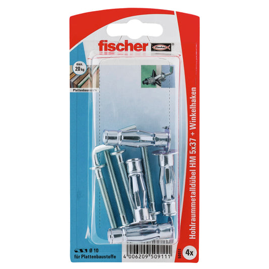 fischer Hohlraum-Metalldübel HM 5 x 37 H mit Winkelhaken HM5X37HK (4 Stck)