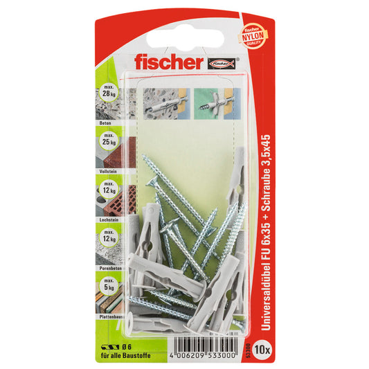 fischer Universaldübel FU 6 x 35 S mit Schraube FU6X35SK (10 Stck)