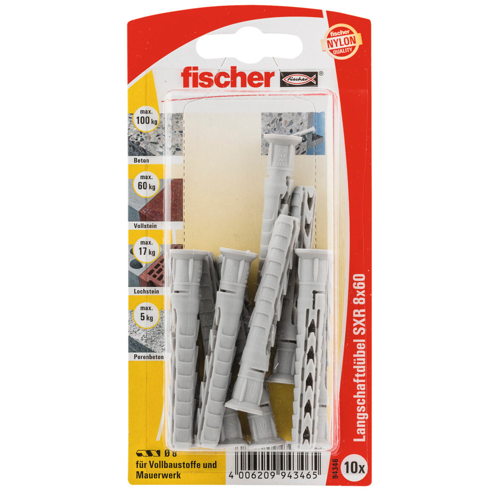 Fischer Langschaftdübel 8x60 mit Senkkopfschraube | 10 Stück