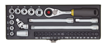 PROXXON-Feinmechaniker-Steckschlüssel- und Schraubersatz 1/4'' (32-teilig)