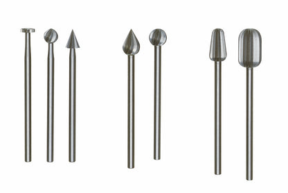 PROXXON-Feinfräsersatz (Wolfram-Vanadiumstahl), 3-tlg. (Rad, Kugel, Kegel)