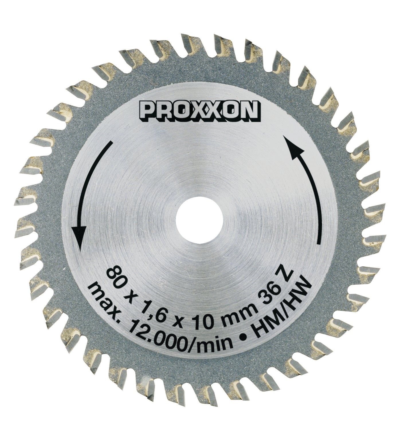 PROXXON-Kreissägeblatt, HM-bestückt, Ø 80 x 1,6 x 10 mm, 36 Zähne