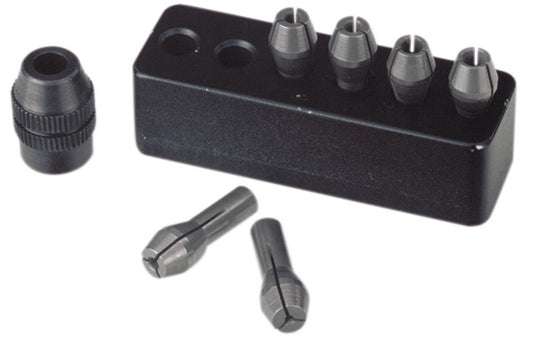 PROXXON-MICROMOT-Stahlspannzangen, 6 Stück von 1 bis 3,2 mm, mit Halter