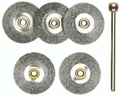PROXXON-Radbürsten, Stahl, 22 mm, 5 Stück + 1 Träger