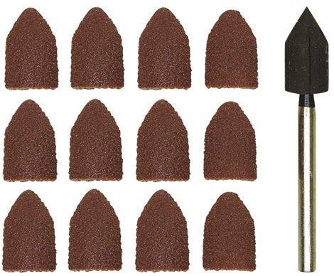 PROXXON-Schleifkappenträger, 9 mm, je 5 Schleifkappen Korn 80 + 150