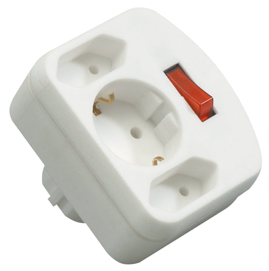 Adapter mit Schalter | 2+1-fach | Weiß