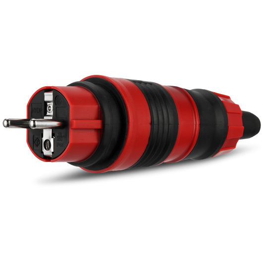 REV PROFI Schutzkontakt Gummistecker | IP44 | 230V | rot