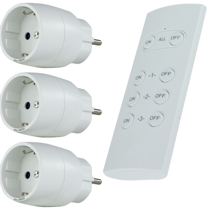 REV 3x Funksteckdose mit Fernbedienung | innen | weiß