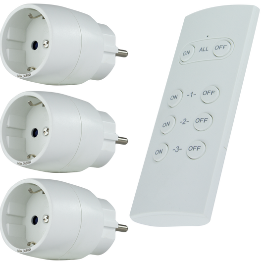 REV 3x Funksteckdose mit Fernbedienung | innen | weiß