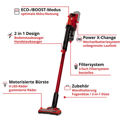 Der Einhell Akku-Stielstaubsauger TE-SV 18 Li-Solo ist Teil des multifunkti