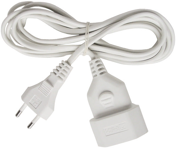 Verl.-Kabel 3m H03VVH2-F2x0,75 weiss Eurostecker und Eurokupplung