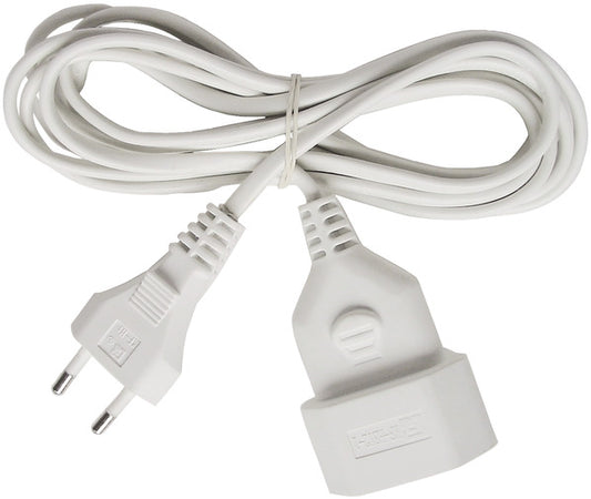 Verl.-Kabel 3m H03VVH2-F2x0,75 weiss Eurostecker und Eurokupplung