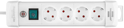 Premium-Line 4fach weiss *DE* 1,8m H05VV-F3G1,5 mit Schalter 1,8m H05VV-F3G1,5 mit Schalter