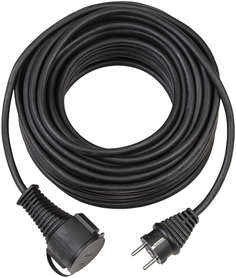 Verl.-Kabel BREMAXX 10m schwarz matt N05V3V3-F3G1,5 - Stecker u. Kupplung