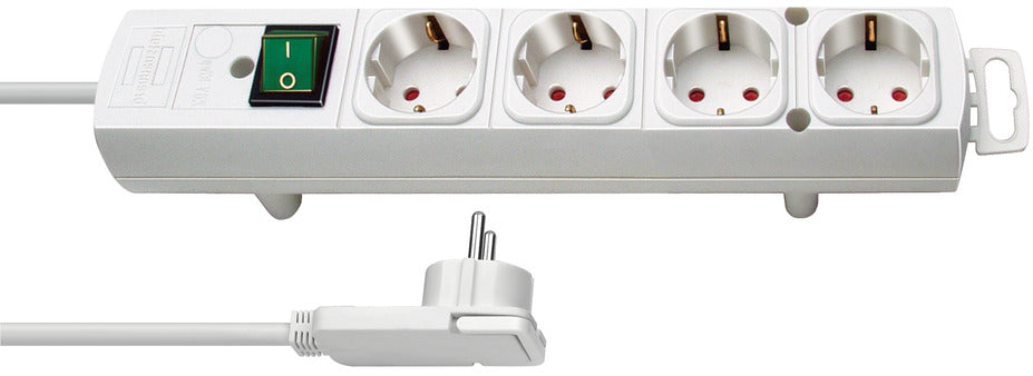 Std-Leiste 4-F.Comfort-Line, weiss 2m H05VV-F3G1.5 mit Flachstecker weiss 2m mit Flachstecker