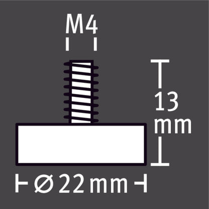 Topfmagnet Neodym Gewindebolzen gum.22mm