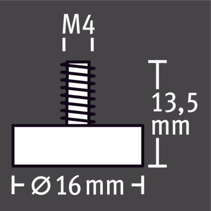 Topfmagnet Neodym Gewindebolzen sil.16mm