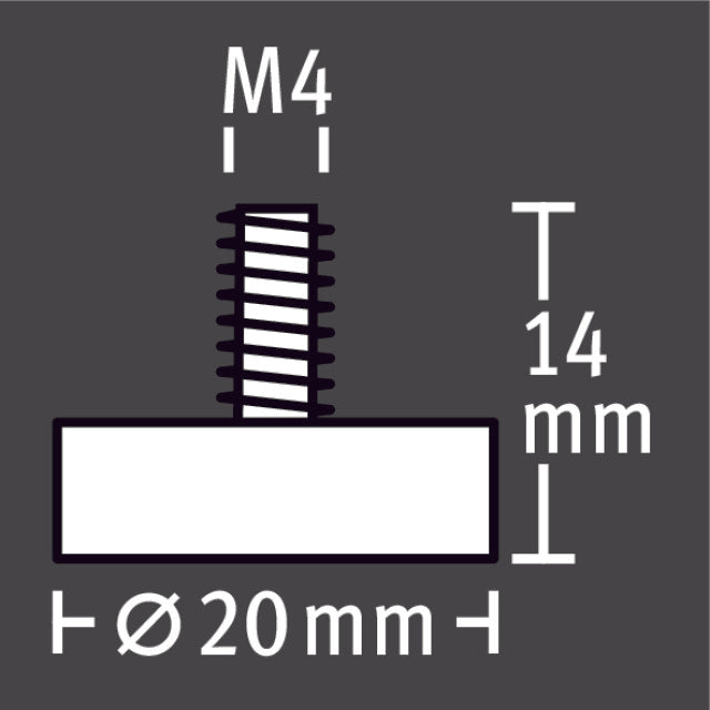 Topfmagnet Neodym Gewindebolzen sil.20mm