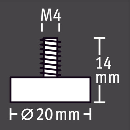 Topfmagnet Neodym Gewindebolzen sil.20mm