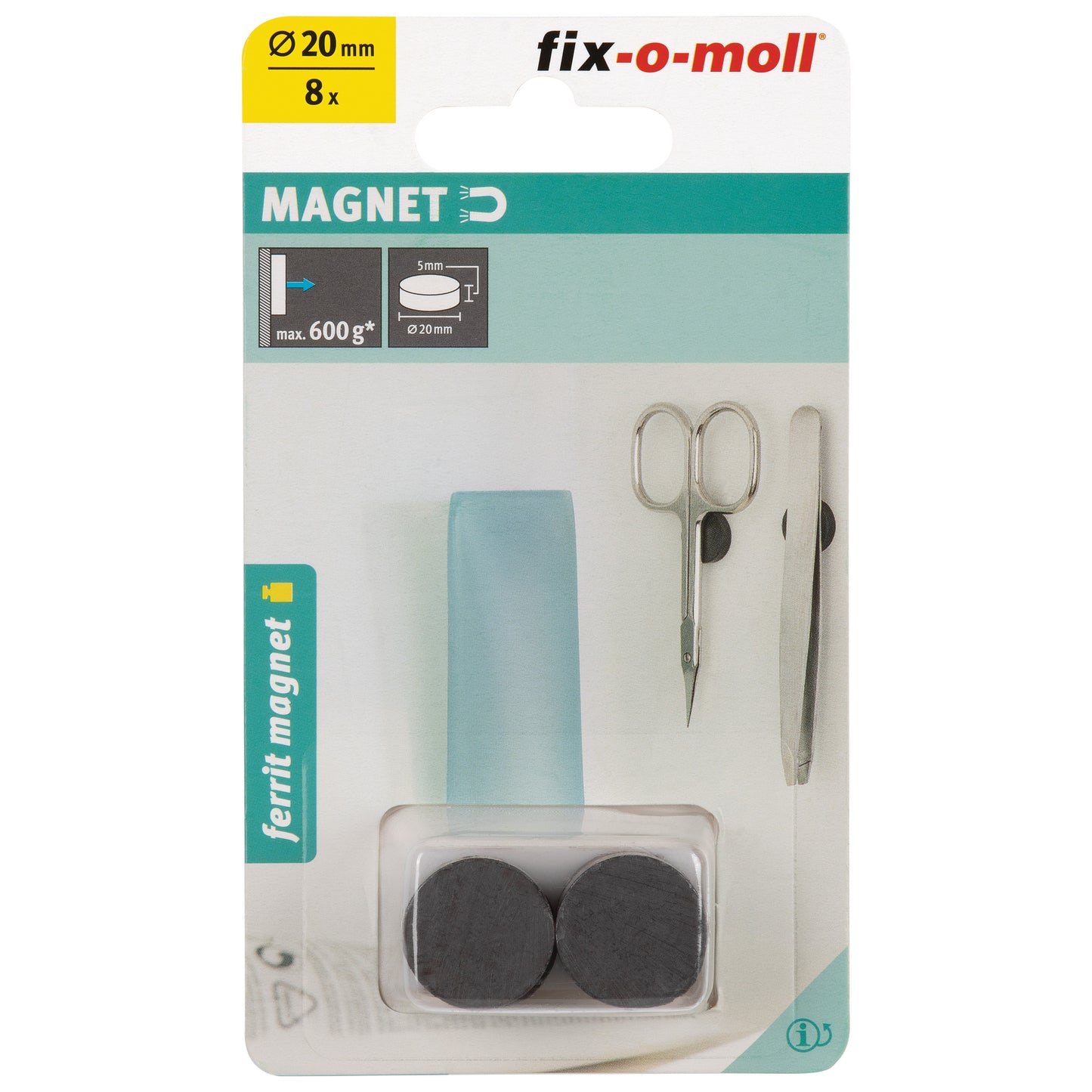 Magnetscheibe Ferrit schw. 20mm H5mm 8St