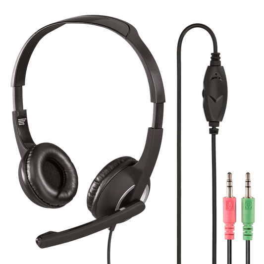 PC-Office-Headset "HS-P150", Stereo, Schwarz leicht, verstellbar, Kabel 2m