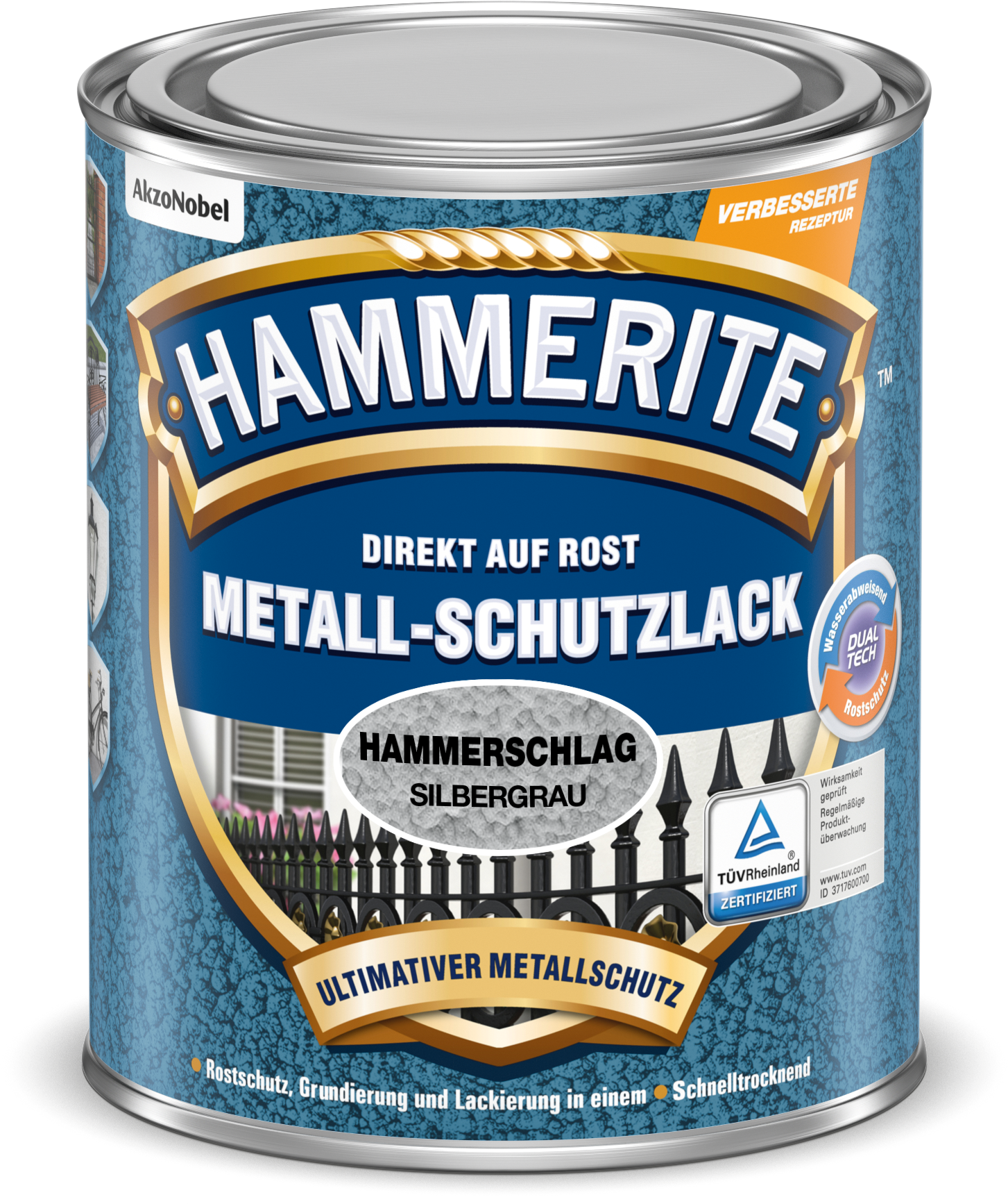 Hammerite Metallschutzlack "Hammerschlag" 750ml | Silbergrau