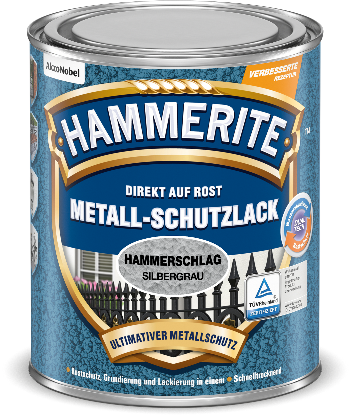 Hammerite Metallschutzlack "Hammerschlag" 2,5L | Silbergrau