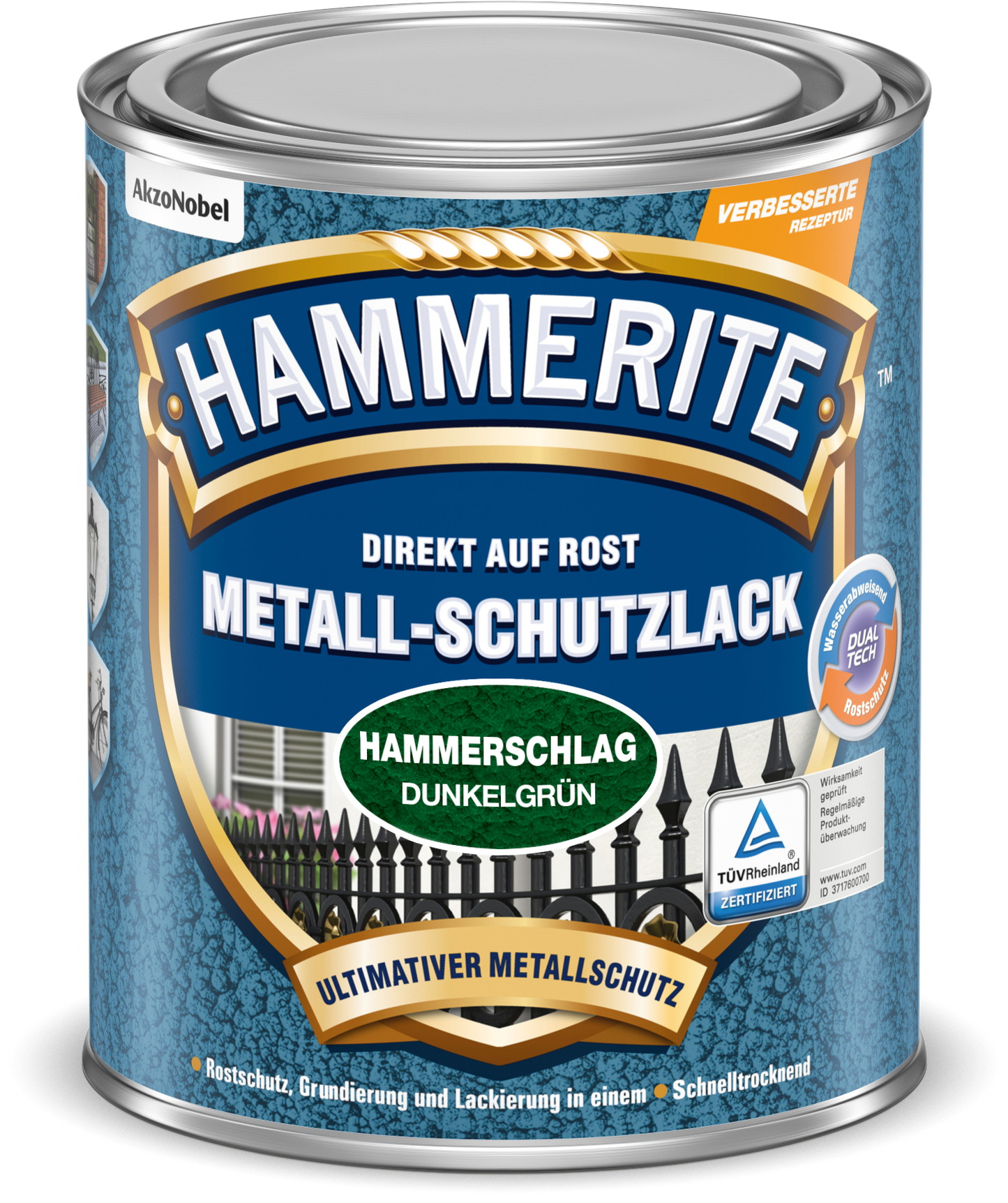 Hammerite Metallschutzlack "Hammerschlag" 250ml | Dunkelgrün glänzend