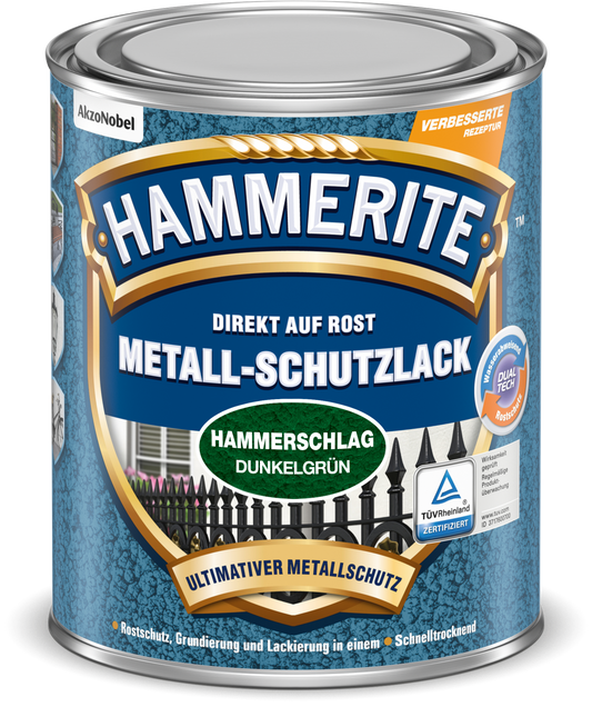 Hammerite Metallschutzlack "Hammerschlag" 250ml | Dunkelgrün glänzend