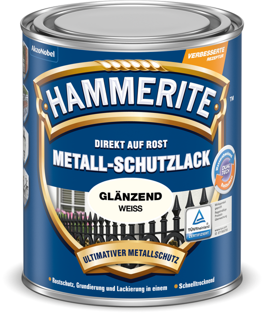 Hammerite Metall-Schutzlack 250ml | Schwarz glänzend