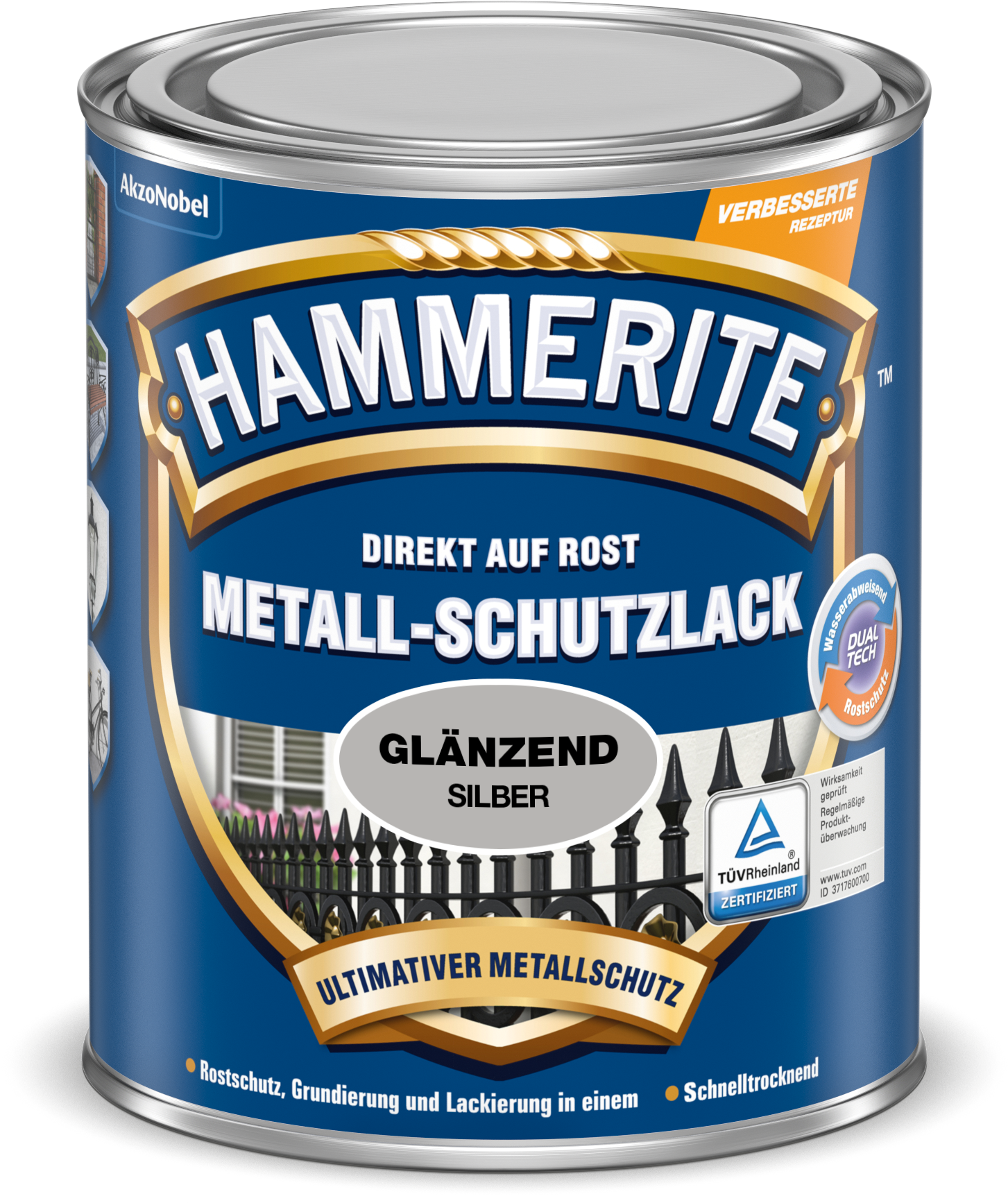 Hammerite Metallschutzlack 250ml | Silber glänzend
