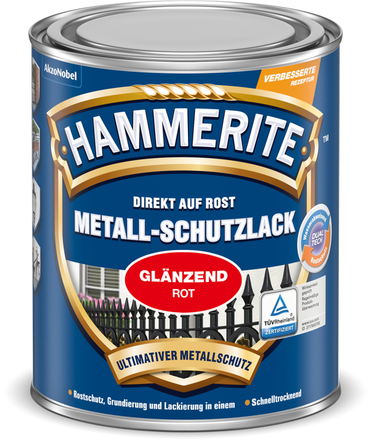 Hammerite Metall-Schutzlack 250ml | Rot glänzend