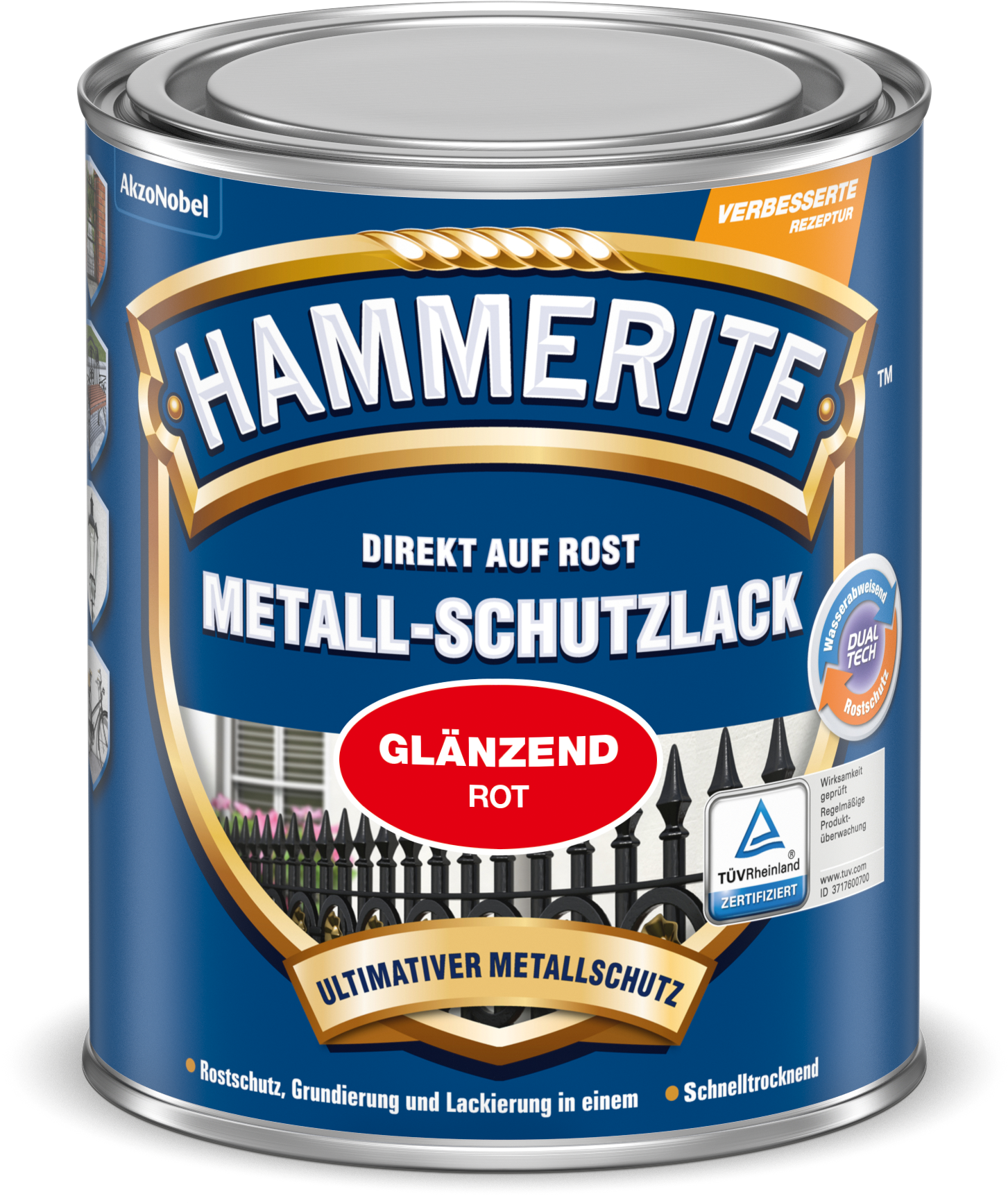 Hammerite Metall-Schutzlack 250ml | Rot glänzend 